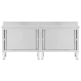 vidaXL Mesas trabalho c/ portas correr 2pcs 200x50x(95-97)cm aÃ§o inox.