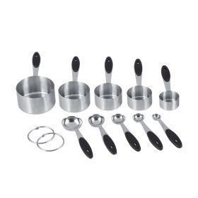 Ejoyous 10 Pieces Stainless Steel Measuring Cups and Spoons with Silicone Handle Grip Kitchen M