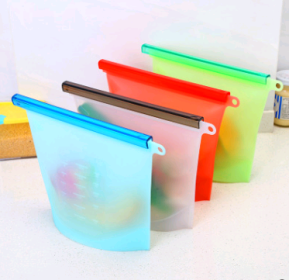 Silicone fresh-keeping bag vacuum sealed bag food  storage bag refrigerator food fruit storage bag (Option: 4 colors-1500ml)