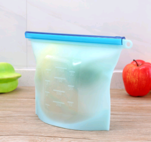 Silicone fresh-keeping bag vacuum sealed bag food  storage bag refrigerator food fruit storage bag (Option: Blue-1000ml)