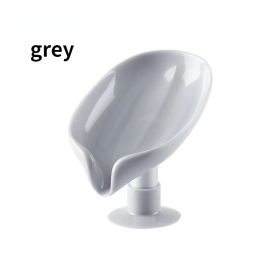 3pcs Bar Soap Holder; Shower Soap Holder; Self Draining; Leaf Shape Self Draining Soap Holder; With Suction Cup Creative Soap Box; Draining Dish Kitch (Color: grey)